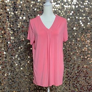 Laurie Felt Pink V-Neck Short Sleeve Top #1500